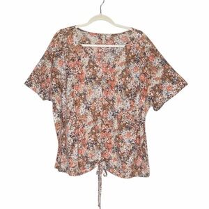 C EST 1946 WOMEN FLORAL COLORFUL
SHORT SLEEVE TOP TIES IN FRONT PLUS SIZE 18/20W